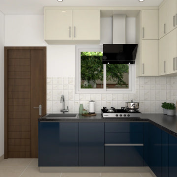 Compact Kitchen with Blue and White Colours